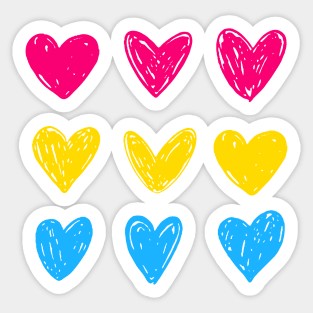 Pansexual Hearts Flag Sticker